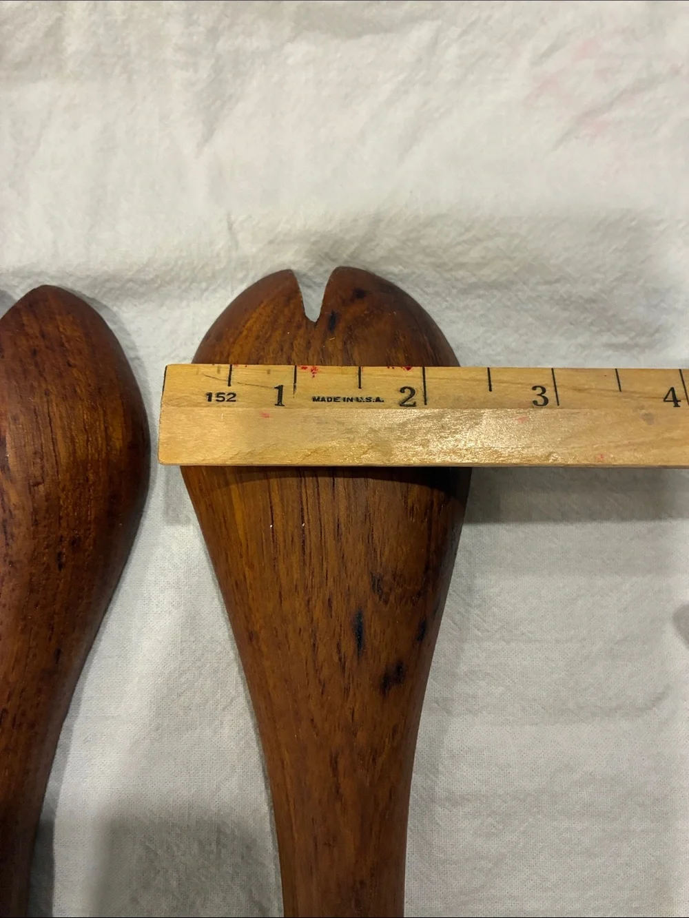 Teak Fat Bottom Wooden Salad Serving Spork Set Super Heavy Substantial Danish